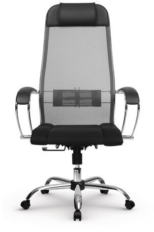 Кресло офисное МЕТТА &quot;К-3&quot; хром, ткань-сетка, сиденье и спинка регулируемые, черное