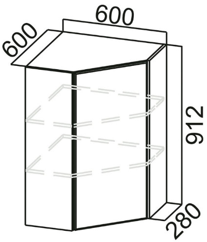 Шкаф навесной угловой Ш600у Вектор