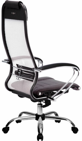 Кресло офисное МЕТТА &quot;К-3&quot; хром, ткань-сетка, сиденье и спинка регулируемые, темно-серое