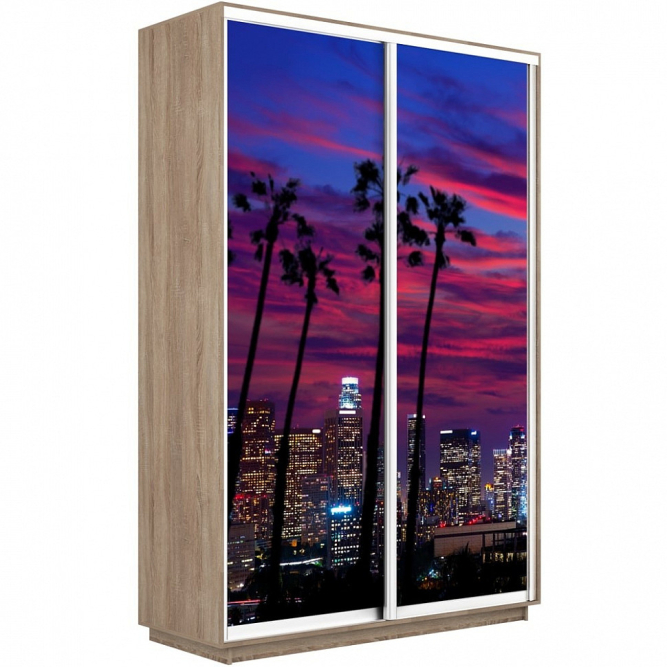 Шкаф-купе Экспресс 2-х дверный (Фото №1014 Закат над городом)