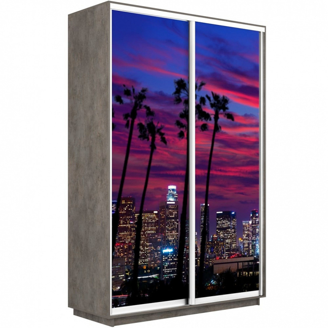 Шкаф-купе Экспресс 2-х дверный (Фото №1014 Закат над городом)