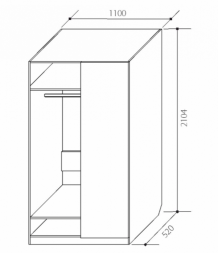 Шкаф угловой(прямой) для одежды со складной дверью Юниор-4