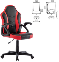 Кресло компьютерное BRABIX &quot;Shark GM-203&quot;, экокожа, черное/красное, 532512