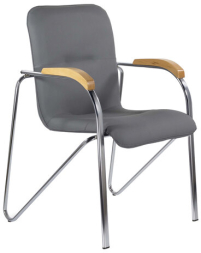 Кресло для приемных и переговорных BRABIX &quot;Samba CF-103&quot;, хром, бук (D-1), к/з серый, собрано, 532758