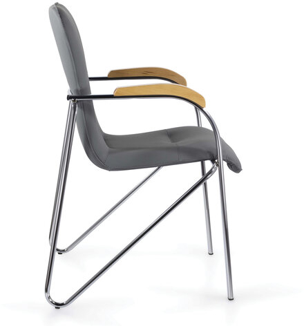 Кресло для приемных и переговорных BRABIX &quot;Samba CF-103&quot;, хром, бук (D-1), к/з серый, собрано, 532758