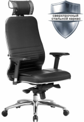 Кресло офисное МЕТТА &quot;SAMURAI&quot; KL-3.04, с подголовником, рецик. кожа, черное
