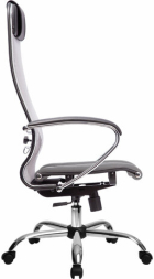 Кресло офисное МЕТТА &quot;К-3&quot; хром, ткань-сетка, сиденье и спинка регулируемые, светло-серое