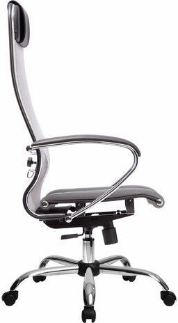Кресло офисное МЕТТА &quot;К-3&quot; хром, ткань-сетка, сиденье и спинка регулируемые, светло-серое