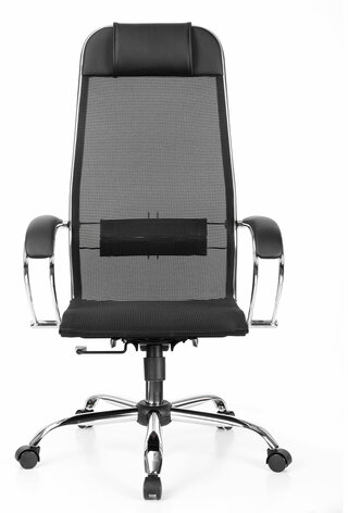 Кресло офисное МЕТТА &quot;К-12&quot;, хром, ткань-сетка, сиденье и спинка регулируемые, черное