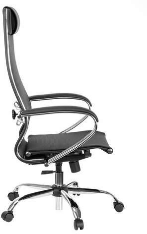 Кресло офисное МЕТТА &quot;К-12&quot;, хром, ткань-сетка, сиденье и спинка регулируемые, черное