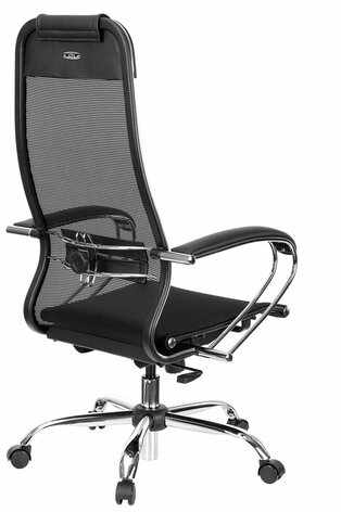 Кресло офисное МЕТТА &quot;К-12&quot;, хром, ткань-сетка, сиденье и спинка регулируемые, черное