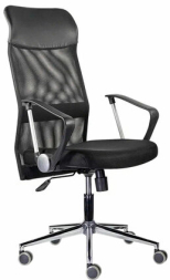 Кресло &quot;Директ Лайт&quot; МС-040, высокая спинка, с подлокотниками, хром, черное