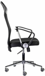 Кресло &quot;Директ Лайт&quot; МС-040, высокая спинка, с подлокотниками, хром, черное