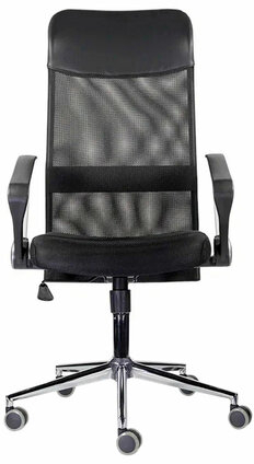 Кресло &quot;Директ Лайт&quot; МС-040, высокая спинка, с подлокотниками, хром, черное