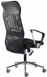 Кресло &quot;Директ Лайт&quot; МС-040, высокая спинка, с подлокотниками, хром, черное