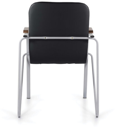 Кресло для приемных и переговорных BRABIX &quot;Samba CF-104&quot;, серый, орех (D-8), к/з черный, собрано, 532759