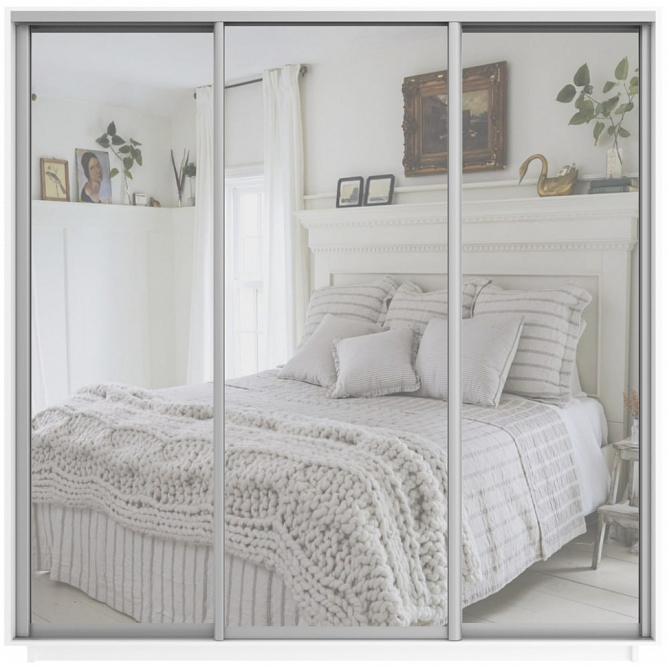 Шкаф-купе Экспресс 3-х дверный ( Зеркало) Белый снег