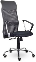 Кресло "Ультра", высокая спинка, с подлокотниками, хром, черное