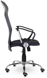 Кресло "Ультра", высокая спинка, с подлокотниками, хром, черное