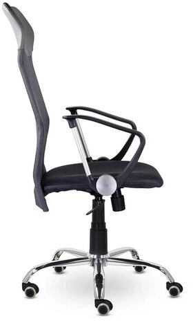 Кресло &quot;Ультра&quot;, высокая спинка, с подлокотниками, хром, черное