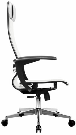Кресло офисное МЕТТА &quot;К-4-Т&quot; хром, прочная сетка, сиденье и спинка регулируемые, белое