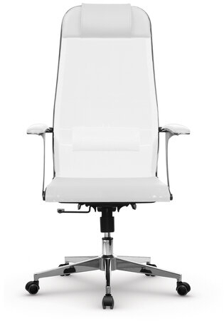 Кресло офисное МЕТТА &quot;К-4-Т&quot; хром, прочная сетка, сиденье и спинка регулируемые, белое