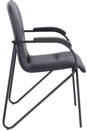 Кресло для приемных и переговорных BRABIX &quot;Samba CF-107&quot;, черный каркас, кожзам черный, собранное, 533189