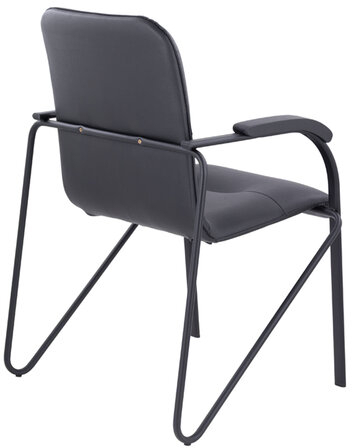 Кресло для приемных и переговорных BRABIX &quot;Samba CF-107&quot;, черный каркас, кожзам черный, собранное, 533189