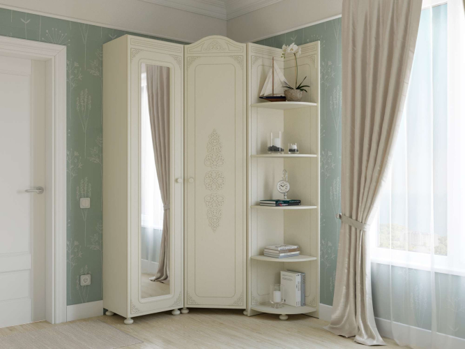 Шкаф угловой Ассоль плюс АС-521К (левый с короной) ваниль