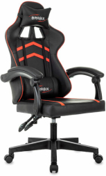 Кресло компьютерное BRABIX "Shooter GM-123", 2 подушки, экокожа, черное/красное, 533190