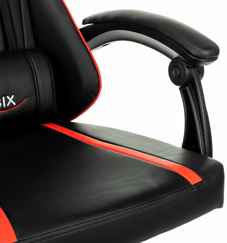 Кресло компьютерное BRABIX &quot;Shooter GM-123&quot;, 2 подушки, экокожа, черное/красное, 533190