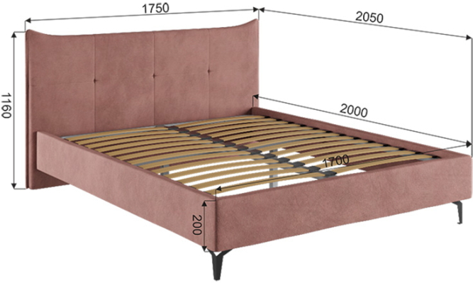 Кровать мягкая Заря (1600х2000)