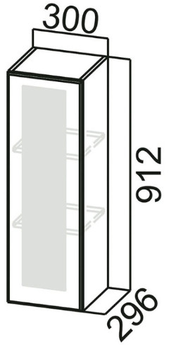 Шкаф навесной со стеклом Ш300с Грейвуд