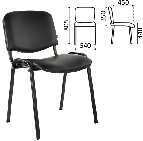 Стул для персонала и посетителей BRABIX &quot;Iso CF-005&quot;, черный каркас, кожзам черный, 531977