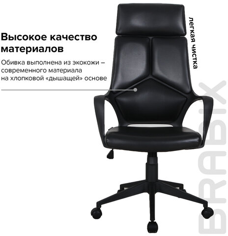 Кресло офисное BRABIX PREMIUM &quot;Prime EX-515&quot;, экокожа, черное, 531569