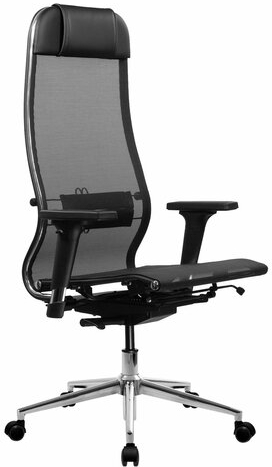 Кресло МЕТТА &quot;ErgoLife&quot; 10 B1-104D, хром, синхромеханизм, 2D-подлокотники, прочная сетка, черное