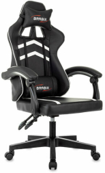 Кресло компьютерное BRABIX "Shooter GM-123", 2 подушки, экокожа, черное/белое, 533191