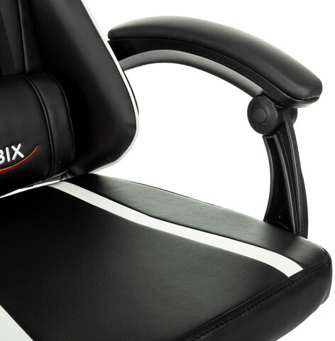 Кресло компьютерное BRABIX &quot;Shooter GM-123&quot;, 2 подушки, экокожа, черное/белое, 533191