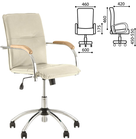 Кресло &quot;Samba GTP&quot;, деревянные накладки, хром, кожзам бежевый
