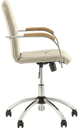 Кресло "Samba GTP", деревянные накладки, хром, кожзам бежевый
