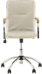 Кресло "Samba GTP", деревянные накладки, хром, кожзам бежевый