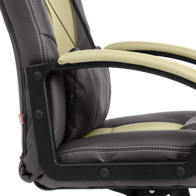 Кресло DRIVER кож/зам/ткань, металлик/фисташковый, 36/25