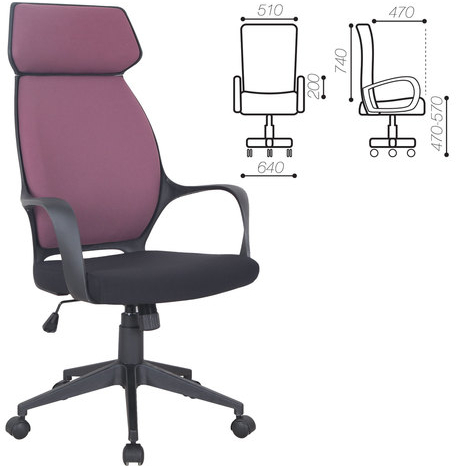 Кресло офисное BRABIX PREMIUM &quot;Galaxy EX-519&quot;, ткань, черное/терракотовое, 531570