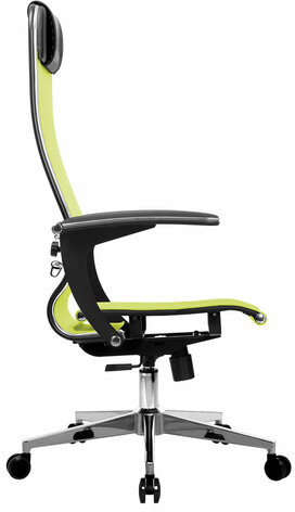 Кресло офисное МЕТТА &quot;К-4-Т&quot; хром, прочная сетка, сиденье и спинка регулируемые, светло-зеленое