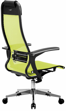 Кресло офисное МЕТТА &quot;К-4-Т&quot; хром, прочная сетка, сиденье и спинка регулируемые, светло-зеленое