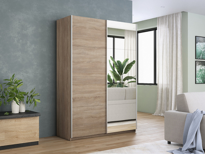 Шкаф-купе Прайм 2-х дверный (ЛДСП/Зеркало) Сонома