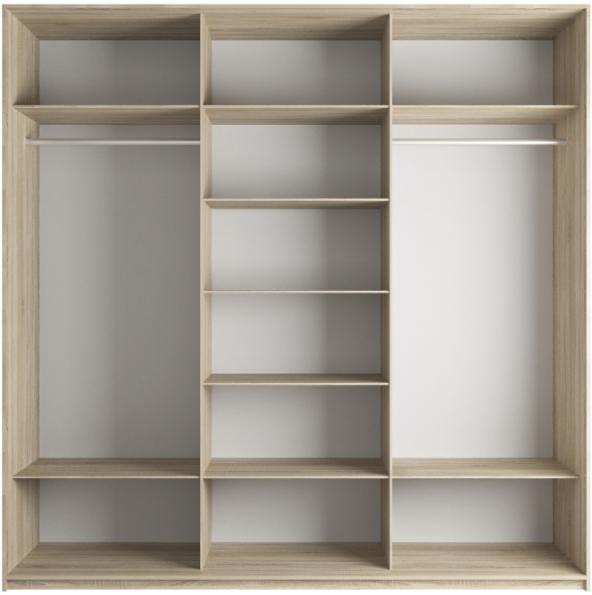 Шкаф-купе Эста 3-х дверный Комби (Стекло Диско черный, Стекло черное) Дуб Бардолино