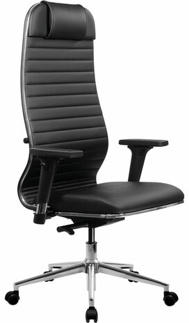 Кресло МЕТТА &quot;ErgoLife&quot; 10 B1-117D, хром, синхромеханизм, 2D-подлокотники, экокожа, черное