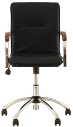Кресло "Samba GTP", деревянные накладки, хром, кожзам черный