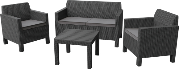 Комплект садовой мебели из из ротанга Орландо со столиком (Orlando set with small table) серый